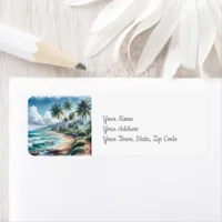 Tropical Island Beach Coastal Label