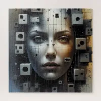 Abstract Art Matrix Girl   Jigsaw Puzzle