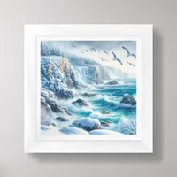 Winter Coastal Beach Art for Small Spaces Framed Art