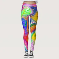 Disco Ball Electricity Marble Fluid Art   Leggings