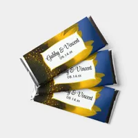 Yellow Sunflower on Blue Wedding Hershey Bar Favors