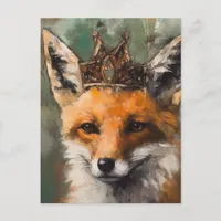 Beautiful Fairytale Red Fox in a Crown Postcard