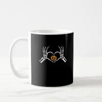 Skeleton Hand Heart Halloween Costume Pumpkin Coffee Mug