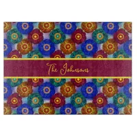 Stained Glass Abstract Red Green Blue Orange Cutting Board