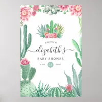 Watercolor Succulents Baby Shower Welcome Poster