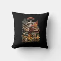 Cottagecore  Goblincore Mushroom Foraging Throw Pillow