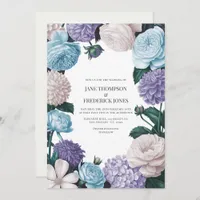 Indigo Petal, Blue Hydrangea & Frost Pearl Wedding Invitation