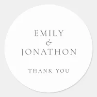 Simple Grey Writing Wedding Thank You Classic Round Sticker