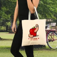 Teacher Appreciation Worm in Apple Add Name Budget Tote Bag