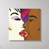 Romantic Kiss | Interracial Romance   Canvas Print