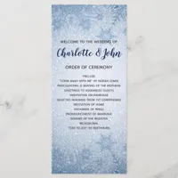 Glitter Blue Snowflakes winter wedding programs