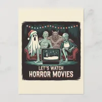 Retro Christmas Horror Movies Friends Postcard