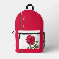 Red Rose Oil Painting - Love Message Printed Backpack