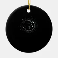 Whimsigoth Starry Night Moon Witchy Classic Ceramic Ornament
