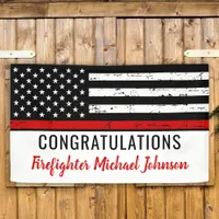 Thin Red Line Firefighter Graduation Party  Banner