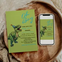 Oh Boy! Cute Dinosaur Baby Shower Invitation