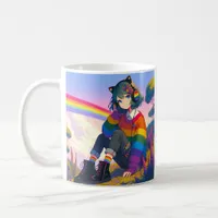 LGBTQIA+ Anime Girl Lesbian Pride Personalized Coffee Mug