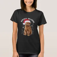 Joyful Season Santa Hat Cat T-Shirt