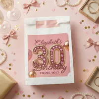 Pink Rose Gold Glam 30th Birthday Party Thank You Favor Bag
