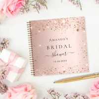 Guest book bridal shower rose gold sparkles