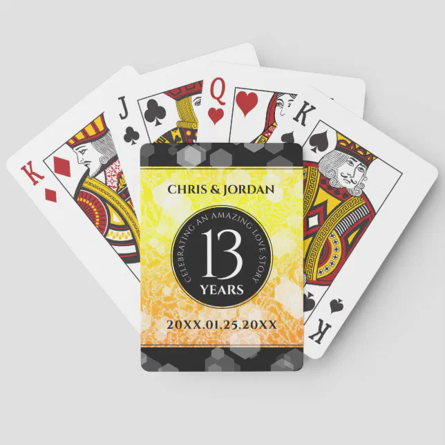 Elegant 13th Citrine Wedding Anniversary Poker Cards