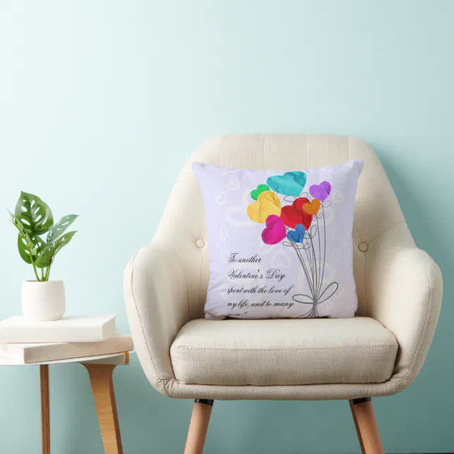 A bouquet of heart paper balloons  throw pillow