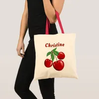 Red Cherries Personalized Budget Tote Bag