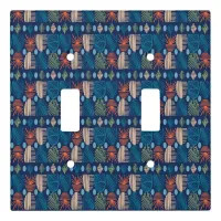 Caribbean Tribal Mudcloth: Festive Blue, Orange Light Switch Cover