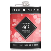 Elegant 40th Ruby Wedding Anniversary Celebration Flask