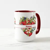 Cute Strawberries and Colorful Daisies Oversized Mug