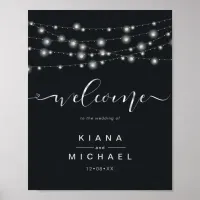 Modern String Lights Wedding  B&W ID585 Poster