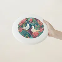 Elegant White Doves Pink Floral & Gold Geometric Wham-O Frisbee