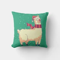 Christmas Alpaca Throw Pillow