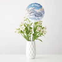 Cute Snow Leopard Asleep on Clouds Baby Shower Balloon