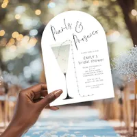 Minimalist Pearls and Prosecco Bridal Shower Arch Invitation