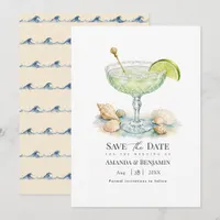 Luxury Coastal Chic Lime Cocktail Seashell Wedding Save The Date