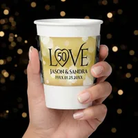 Elegant 50th Golden Wedding Anniversary Coffee Cup Sleeve