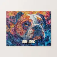 Bulldog Paper Quilling Art Dog Portrait Jigsaw Puzzle