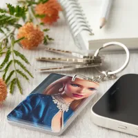 Blonde Fashion Doll - customize name on back Keychain