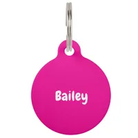 Custom Personalized Name Photo Hot Pink Pet ID Tag