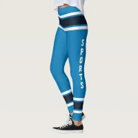 Blue With Striped Team Colors Love Sports Leggings