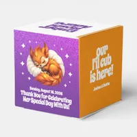 Cute Fox Cub Asleep in Stsarry Sky Baby Shower Favor Boxes