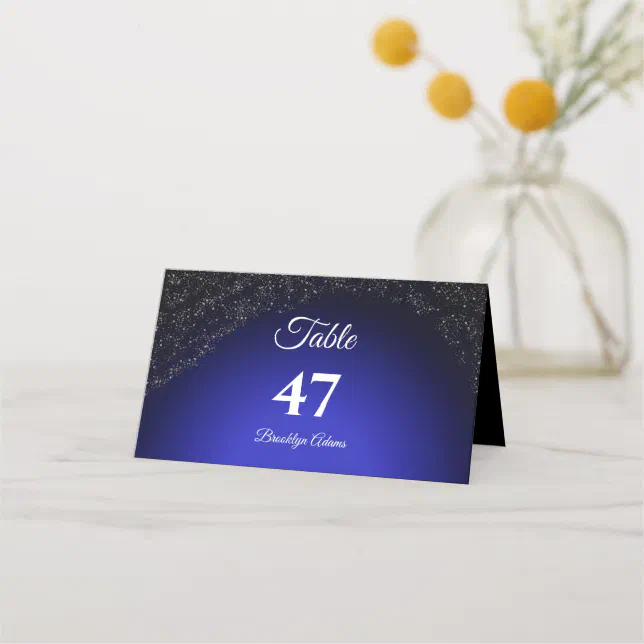 Celestial wedding Full Moon & Stars Midnight blue  Place Card