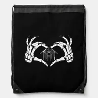 Skeletons Token Heart Hands  Drawstring Bag