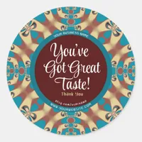 You've Got Great Taste Earthy Turquoise Thank You Classic Round Sticker