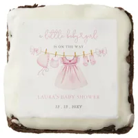 Pink Clothesline Coquette Bow Girl Baby Shower Brownie