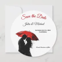  Romantic Parisian Red Umbrella  Love Silhouette Save The Date