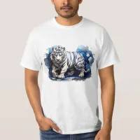 T-Shirt Blue Tiger on clouds Design Angry Stalking