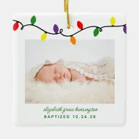 Baptism First Christmas Colorful Lights Keepsake Ceramic Ornament