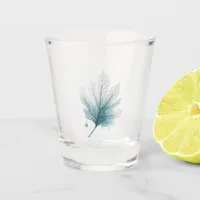 Blue and white coastal leaf shot glass